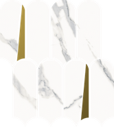 Мозаика Stellaris Statuario White Mosaico Elegant керамогранит 32.5х36.1 см Italon полированная, белый, золотой-oro-gold, серый 620110000229