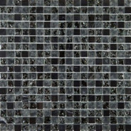Мозаика BL8108 стекло+камень 30x30 см глянцевая чип 15x15 мм, черный