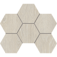 Мозаика KW00 Hexagon 25x28,5 cтруктурированная керамогранит Estima Kraft Wood, белый 70431