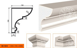 Лепнинапласт Карниз КВ-180/5 фасадный полистирол 2000х180х150 мм с покрытием эластичной шпатлёвкой PS-TechnoPlaster