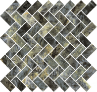Мозаика Stellaris Madagascar Dark Mosaico Cross керамогранит 29.7х31.5 см Italon матовая, зеленый, серый, черный 620110000219