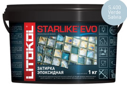Затирка для плитки эпоксидная Litokol двухкомпонентный состав Starlike Evo S.400 Verde Salvia 1 кг 485370002