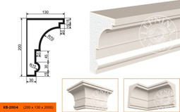 Лепнинапласт Карниз КВ-200/4 фасадный полистирол 2000х200х130 мм с покрытием эластичной шпатлёвкой PS-TechnoPlaster