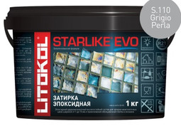 Затирка для плитки эпоксидная Litokol двухкомпонентный состав Starlike Evo S.110 Grigio Perla 1 кг 485140002