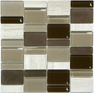 Мозаика S-837 стекло 29.8х29.8 см матовая, бежевый, коричневый