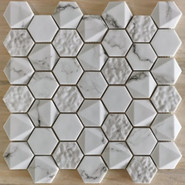 Мозаика Volume White стекло 30х30.3 см Bonaparte матовая, рельефная чип 48х48 мм, белый