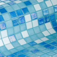 Мозаика Ezarri Sky Mix стекло 31.3х49.5 см глянцевая чип 25х25 мм, голубой, белый