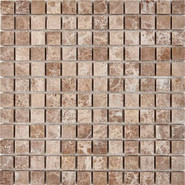 Мозаика из мрамора Light Emperador PIX225, чип 23x23 мм, сетка 305х305x6 мм матовая, бежевый