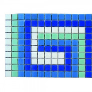 Фриз ЗигЗаг из стеклянной мозаики Aquaviva U-41 21.5х52 см матовая чип 20х20 мм, белый, зеленый, синий 06844