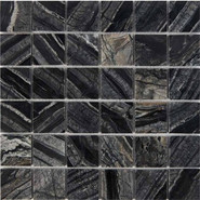 Мозаика из мрамора Royal Grey PIX257, чип 48x48 мм, сетка 305х305x6 мм глянцевая, черный