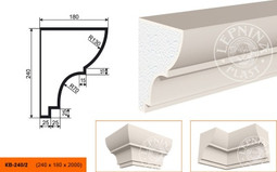 Лепнинапласт Карниз КВ-240/2 фасадный полистирол 2000х240х180 мм с покрытием эластичной шпатлёвкой PS-TechnoPlaster