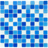 Мозаика стеклянная Aquaviva Cristall Bagama Светлая DCM304 30х30 см глянцевая чип 25х25 мм, голубой, синий 015869