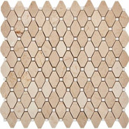 Мозаика из мрамора Cream Marfil, Thassos White PIX285, чип 39x24 мм, сетка 305х342x7 мм глянцевая, бежевый