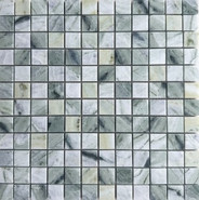 Мозаика Starmosaic Green Marble (JMST2502) натур. мрамор 30.5х30.5 см полированная чип 23х23 мм, зеленый, серый УТ-00000681