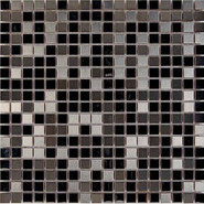 Мозаика из металла PIX709, чип 15x15 мм, сетка 300х300x8 мм глянцевая и матовая, серый, черный