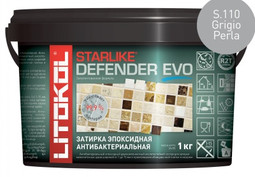 Затирка для плитки эпоксидная Litokol антибактериальная двухкомпонентная Starlike Defender Evo S.110 Grigio Perla 1 кг 485560002