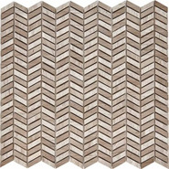 Мозаика из мрамора Shevron White Wooden, Athens Grey PIX288, чип 27x10 мм, сетка 298х307x8 мм глянцевая, бежевый