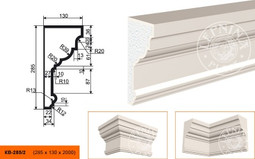 Лепнинапласт Карниз КВ-285/2 (КС-108) фасадный полистирол 2000х285х130 мм с покрытием эластичной шпатлёвкой PS-TechnoPlaster