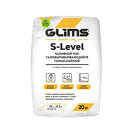 Наливной пол Glims S-Level тонкослойный самовыравнивающийся, мешок 20 кг 
