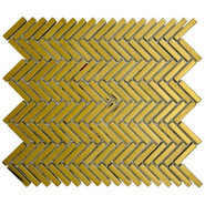 Мозаика Marble Mosaic Chevron Gold стекло 30х30 см глянцевая чип 10x40 мм, золотой-oro-gold