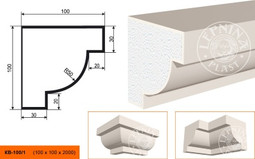 Лепнинапласт Карниз КВ-100/1 фасадный полистирол 2000х100х100 мм с покрытием эластичной шпатлёвкой PS-TechnoPlaster