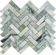 Мозаика PIX 320 Jet Green, мрамор 28.2х31.7 см Pixmosaic полированная чип 23х73 мм, зеленый, серый, черный