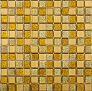 Мозаика S-824 стекло 29.8х29.8 см глянцевая чип 23х23 мм, золотой