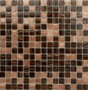 Мозаика MIX19 стекло (сетка) 32.7х32.7 см глянцевая чип 20х20 мм, коричневый