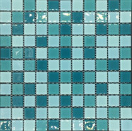 Мозаика из стекла PIX006, чип 25x25 мм, сетка 300х300х4 мм глянцевая, бирюзовый