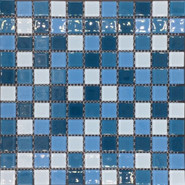 Мозаика из стекла PIX005, чип 25x25 мм, сетка 300х300х4 мм глянцевая, белый, голубой, синий