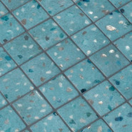 Мозаика Ezarri Teal 50 стекло 36,5х36,5 см матовая, глянцевая чип 50х50 мм, голубой, зеленый