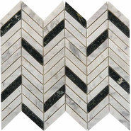 Мозаика из мрамора Bianco Carrara, Spider Green PIX287, сетка 307х286x8 мм мрамор глянцевая чип 15x70 мм, серый, черный