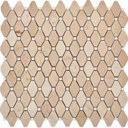 Мозаика из мрамора Cream Marfil, Thassos White PIX285, чип 39x24 мм, сетка 305х342x7 мм глянцевая, бежевый