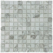 Мозаика Marble Mosaic Volakas white Mat камень 30х30 см матовая чип 23х23 мм, серый, белый