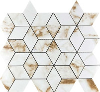 Мозаика Tajmahal Shine 48 3D Diamond 34.7х37.1 керамогранит Velsaa Mosaic полированная чип 48х48 мм, бежевый, серый
