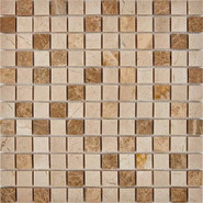 Мозаика из мрамора Emperador Light, Crema Nova PIX274, чип 23x23 мм, сетка 305х305x6 мм глянцевая, бежевый, коричневый