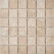 Мозаика из мрамора Cream Marfil PIX233, чип 48x48 мм, сетка 305х305x6 мм глянцевая, бежевый
