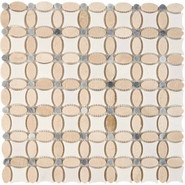 Мозаика из мрамора Cream Marfil, Thassos White, Athens Grey PIX281, чип 32x32 мм, сетка 336х336x8 мм глянцевая, бежевый, белый, серый