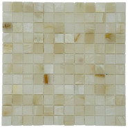 Мозаика Marble Mosaic Onyx white Pol камень 30х30 см полированная чип 23х23 мм, бежевый, белый