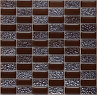 Мозаика SG-8029 стекло 29.8х29.8 см глянцевая чип 23х48 мм, коричневый