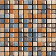 Мозаика Mix Standard Fusion 1 керамика 30х30 см Appiani матовая чип 25х25 мм, бежевый, коричневый, красный, синий XFUS 701