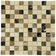 Мозаика Marble Mosaic Mix stone 1 Pol камень 30х30 см полированная чип 23х23 мм, бежевый, коричневый, черный