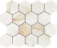 Мозаика Antisky Hexagone mosaic керамогранит 33x28 см полированная чип 73х73 мм, белый, кремовый