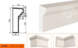 Лепнинапласт Карниз КВ-285/1 фасадный полистирол 2000х285х120 мм с покрытием эластичной шпатлёвкой PS-TechnoPlaster