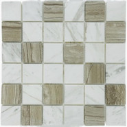 Мозаика Marble Mosaic Mix stone 2 Mat камень 30.5х30.5 см матовая чип 48х48 мм, серый, коричневый, белый