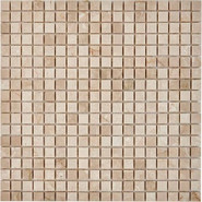 Мозаика Мозаика из мрамора Cream marfil PIX231, чип 15x15 мм, сетка 300х300x4 мм, глянцевая, бежевый