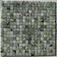 Мозаика PIX 312 Jet Green, мрамор 30.5х30.5 см Pixmosaic полированная чип 15х15 мм, зеленый, серый