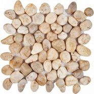 Мозаика из гальки Bianco Natura PIX265, чип произвольный, сетка 305х305 мм матовая, бежевый