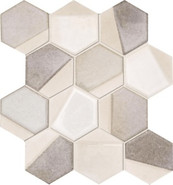 Мозаика Supergres Mosaico Esagona Dek Sand 29.8х34.5 керамогранит матовая бежевый, белый, коричневый MEKS
