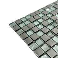 Мозаика Marble Mosaic Crystal Mix Silver стекло 30х30 см глянцевая чип 20x20 мм, серебро-silver